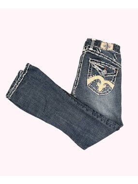 Laguna Beach Jeans Womens 26 Y2K Flare Bootcut Rhinestone Embroidered USA Denim